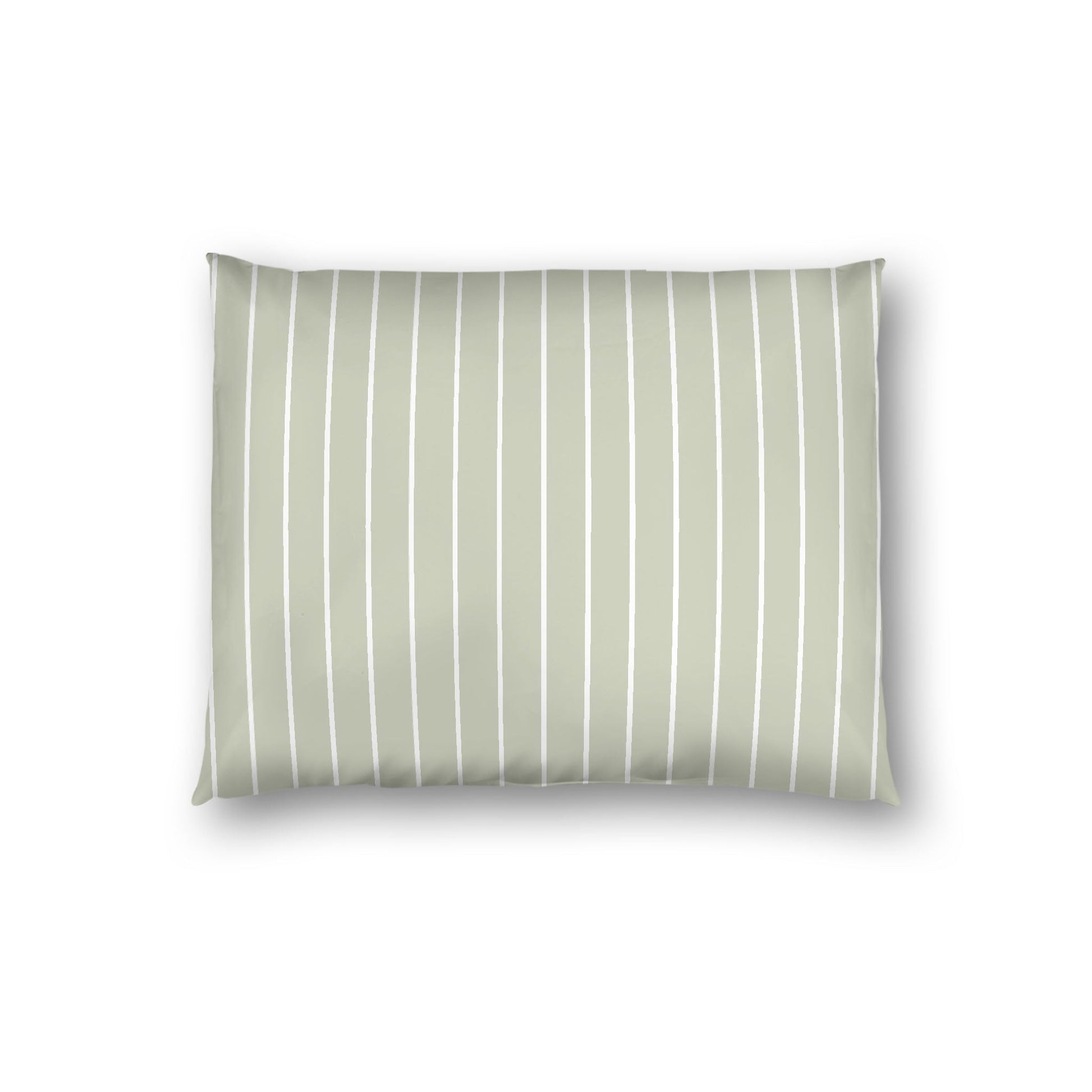 Pale Green Cotton Sateen Sham, Off-white Stripes on Front, White Reverse Side, Standard - 20 x 26 inches