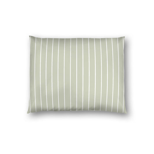 Pale Green Cotton Sateen Sham, Off-white Stripes on Front, White Reverse Side, Standard - 20 x 26 inches