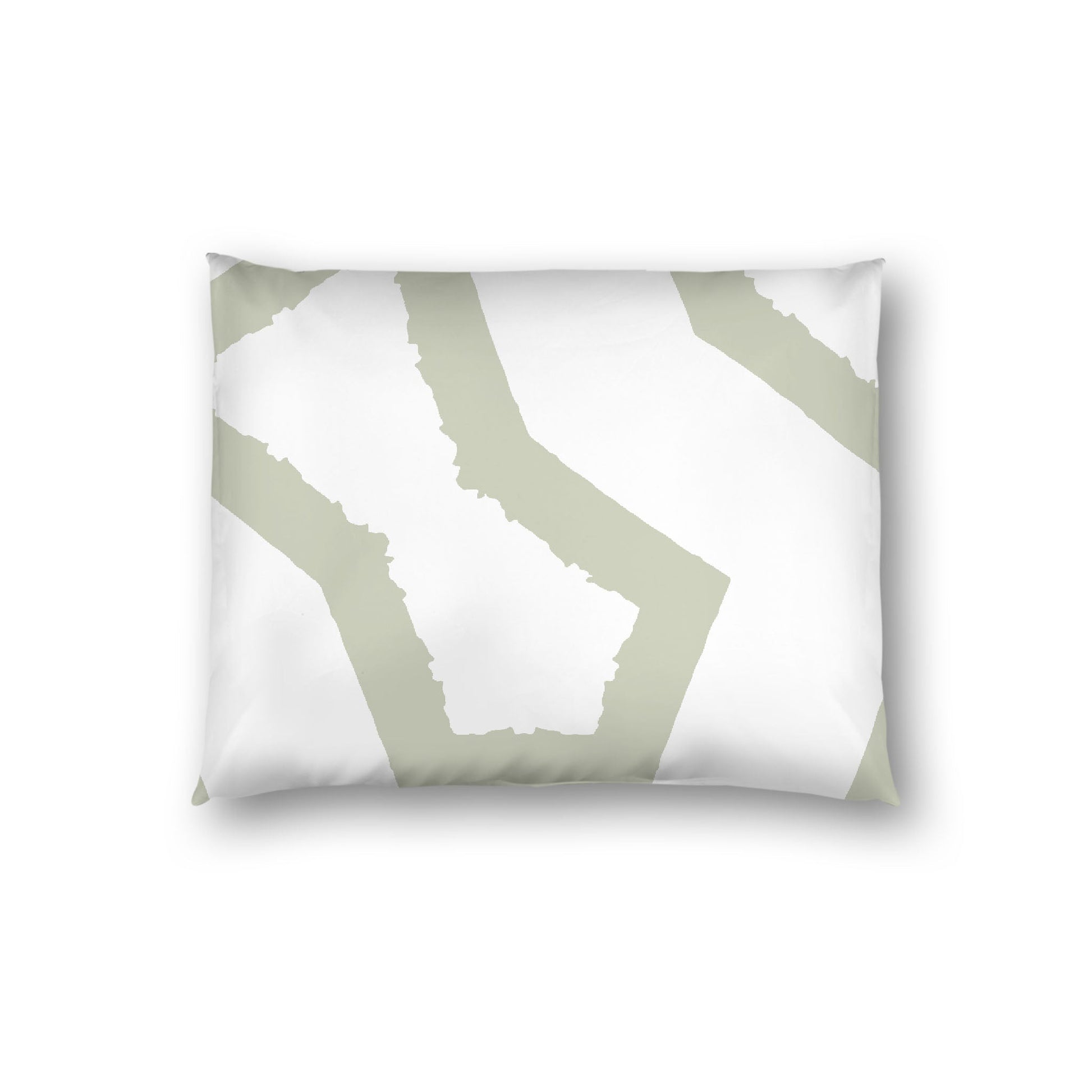 Off-white Cotton Sateen Sham, Bold Pale Green Graphic on Front, White Reverse Side, Standard - 20 x 26 inches