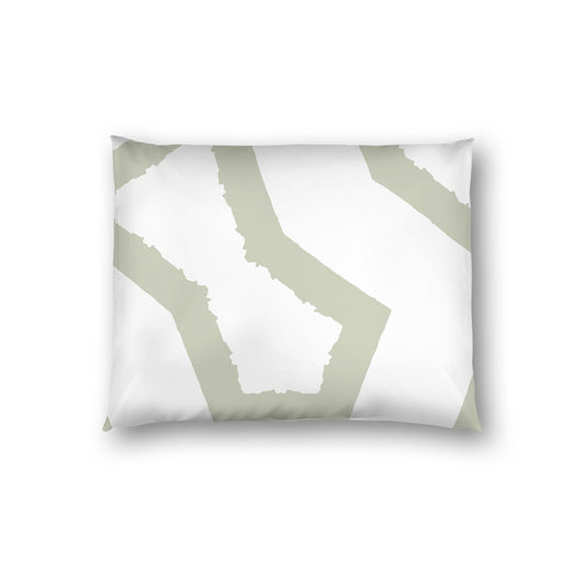 Off-white Cotton Sateen Sham, Bold Pale Green Graphic on Front, White Reverse Side, Standard - 20 x 26 inches