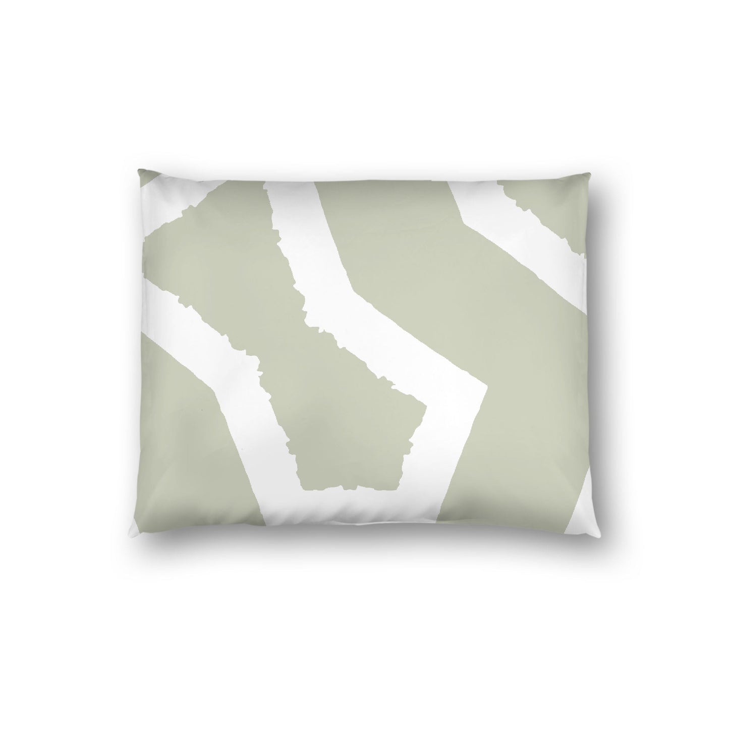 Pale Green Cotton Sateen Sham, Bold Off-white Graphic on Front, White Reverse Side, Standard - 20 x 26 inches