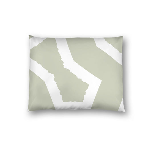 Pale Green Cotton Sateen Sham, Bold Off-white Graphic on Front, White Reverse Side, Standard - 20 x 26 inches