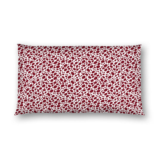 Off-White Cotton Sateen Pillow Sham, Burgundy Red Hand-painted Dab Motif Print, Off-White Revese Side, King (width x length) 20 x 36 inches / 51 x 91 cm