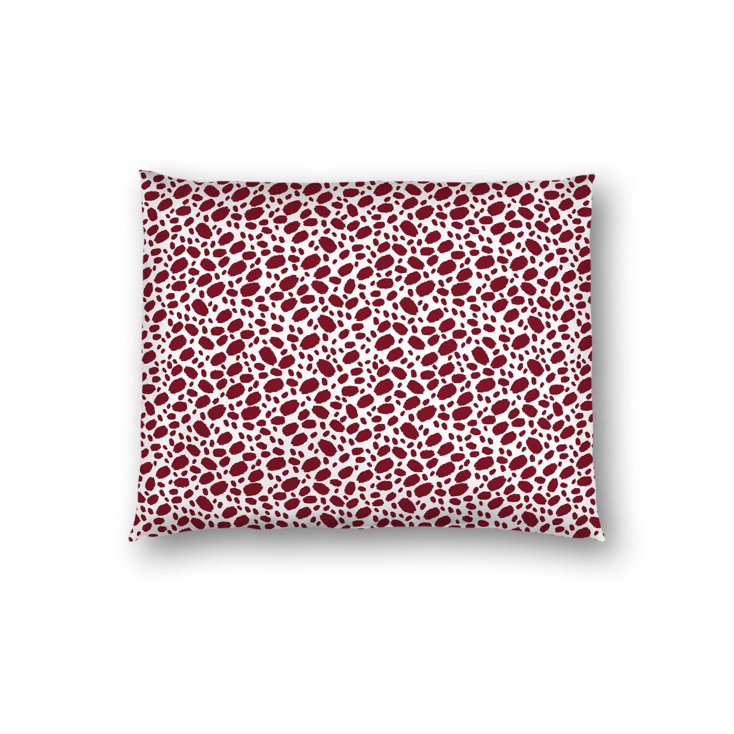 Off-White Cotton Sateen Pillow Sham, Burgundy Red Hand-painted Dab Motif Print, Off-White Revese Side, Standard (width x length) 20 x 26 inches / 51 x 66 cm