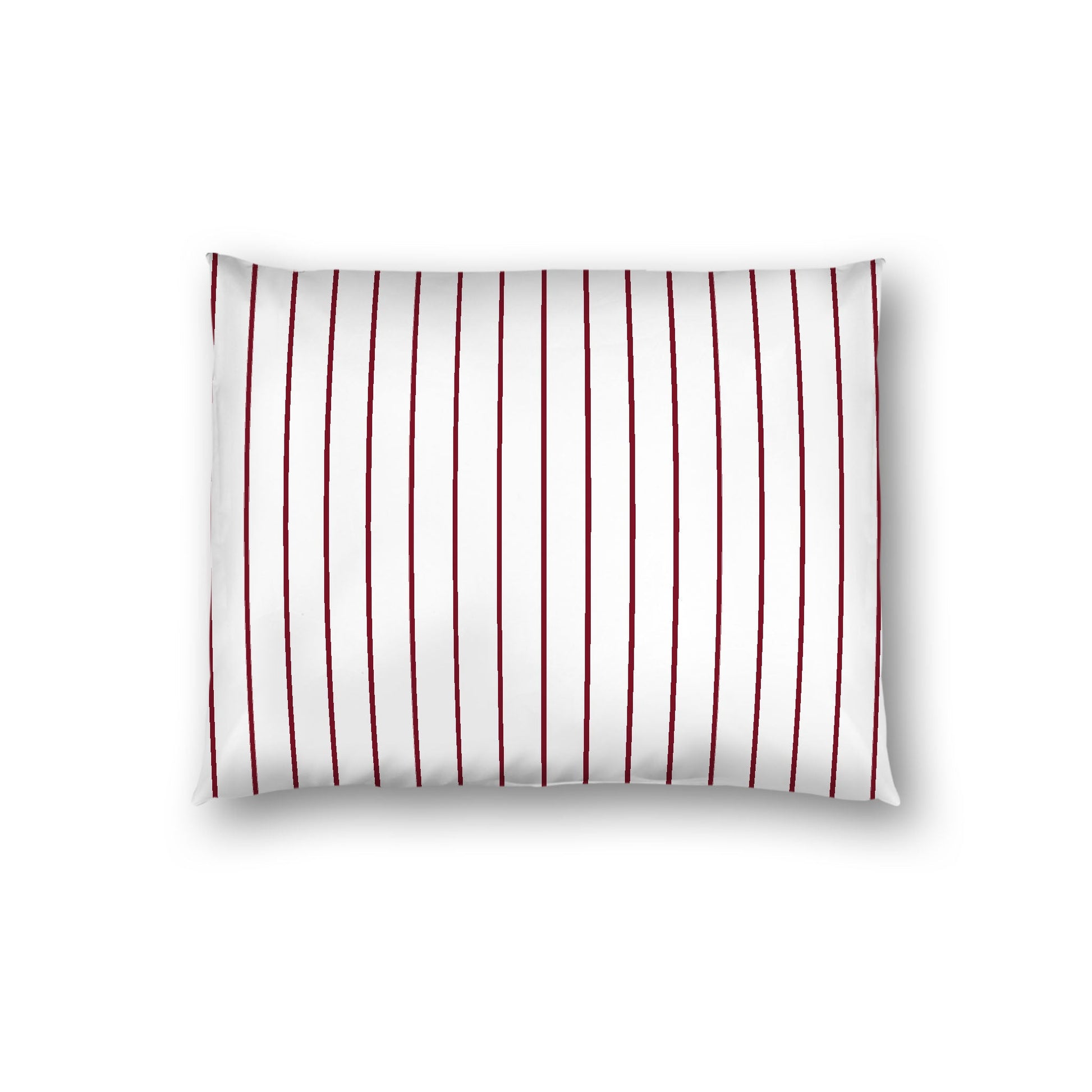Off-White Cotton Sateen Sham, Burgundy Red Stripes on Front, White Reverse Side, Standard (width x length) 20 x 26 inches / 51 x 66 cm