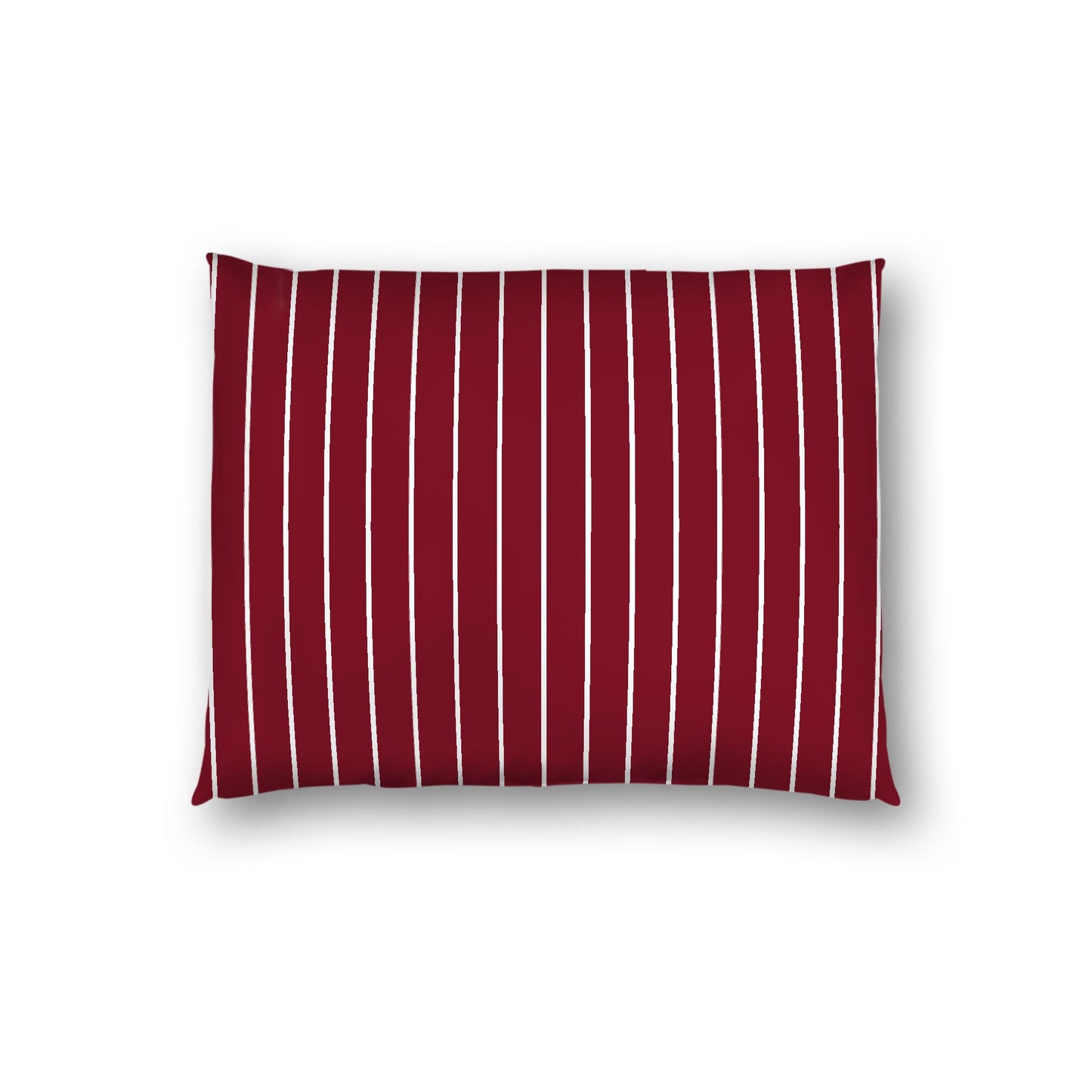 Burgundy Red Cotton Sateen Sham, Off-White Stripes on Front, White Reverse Side, Standard (width x length) 20 x 26 inches / 51 x 66 cm