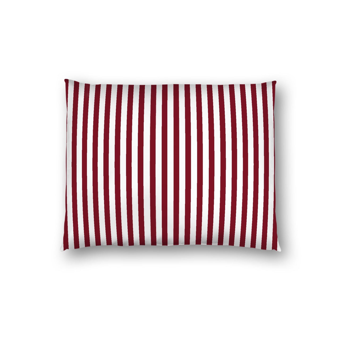 Off-White Cotton Sateen Sham, Thin Burgundy Red Bars on Front, White Reverse Side, Standard (width x length) 20 x 26 inches / 51 x 66 cm