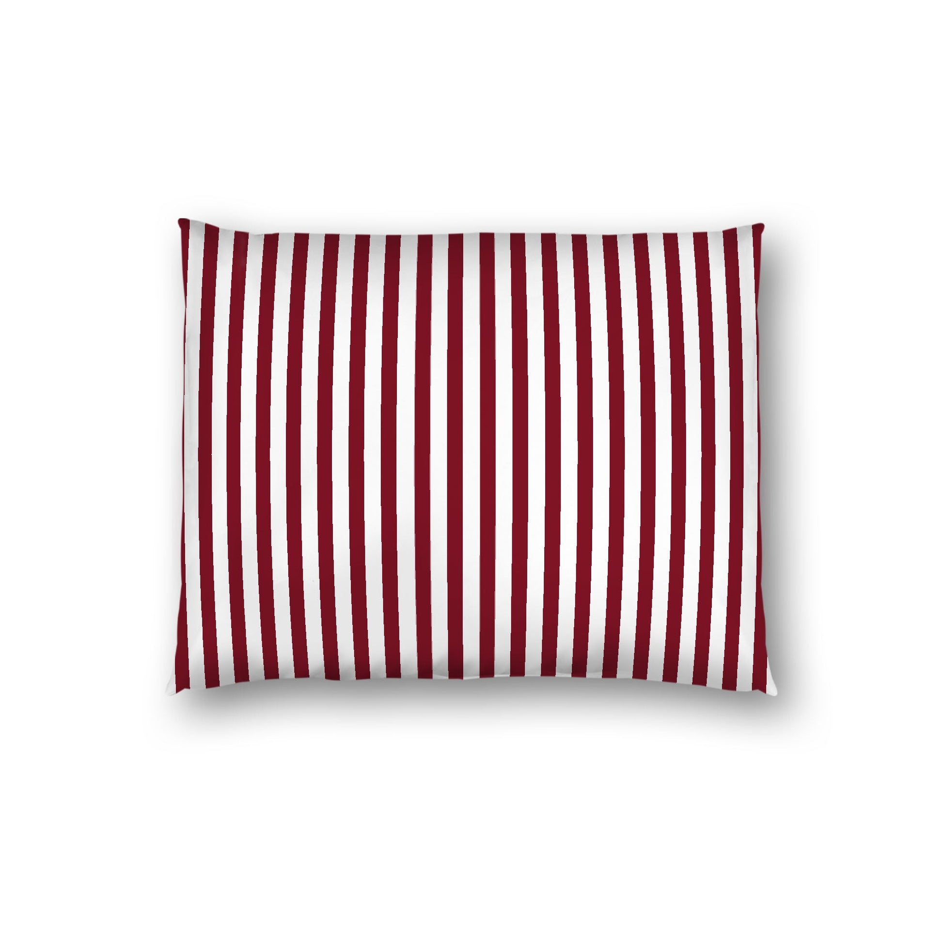 Off-White Cotton Sateen Sham, Thin Burgundy Red Bars on Front, White Reverse Side, Standard (width x length) 20 x 26 inches / 51 x 66 cm