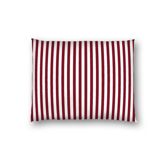 Off-White Cotton Sateen Sham, Thin Burgundy Red Bars on Front, White Reverse Side, Standard (width x length) 20 x 26 inches / 51 x 66 cm