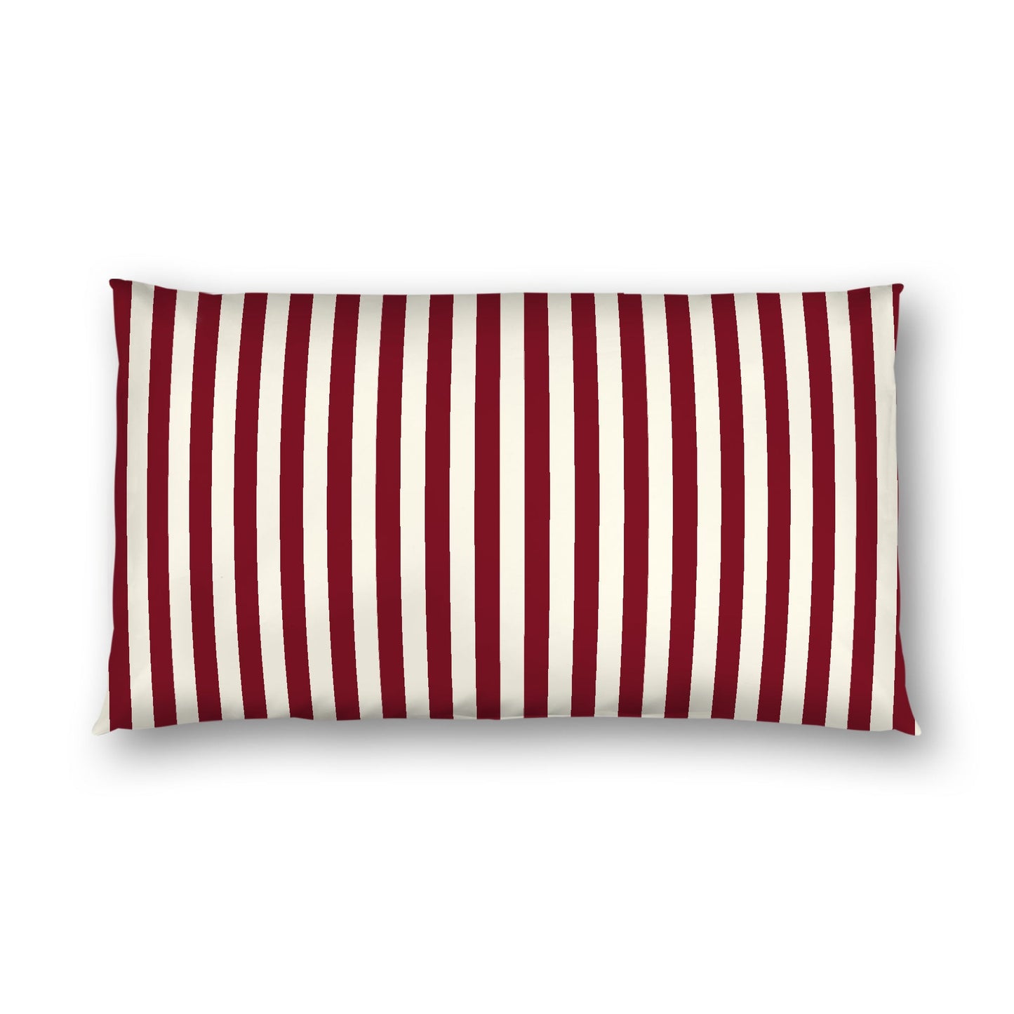 Pale Cream Cotton Sateen Sham, Burgundy Red Bars on Front, White Reverse Side, King - 20 x 36 inches