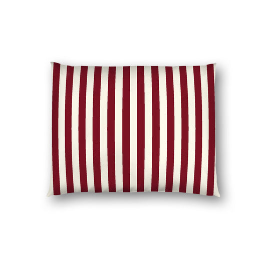 Pale Cream Cotton Sateen Sham, Burgundy Red Bars on Front, White Reverse Side, Standard - 20 x 26 inches