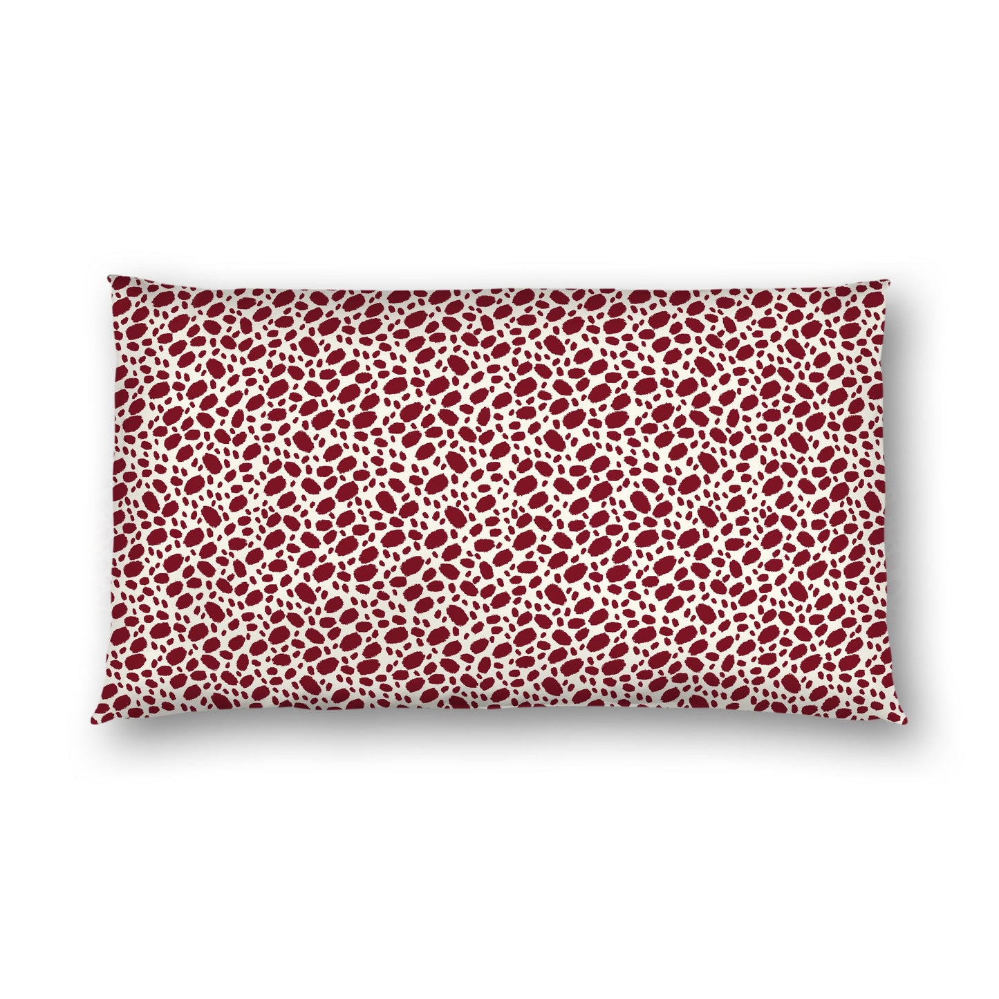 Pale Cream Cotton Sateen Pillow Sham, Burgundy Red Hand-painted Dab Motif Print, Pale Cream Revese Side, King - 20 x 36 inches
