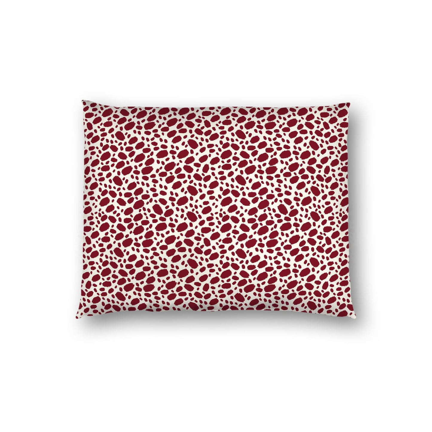 Pale Cream Cotton Sateen Pillow Sham, Burgundy Red Hand-painted Dab Motif Print, Pale Cream Revese Side, Standard - 20 x 26 inches