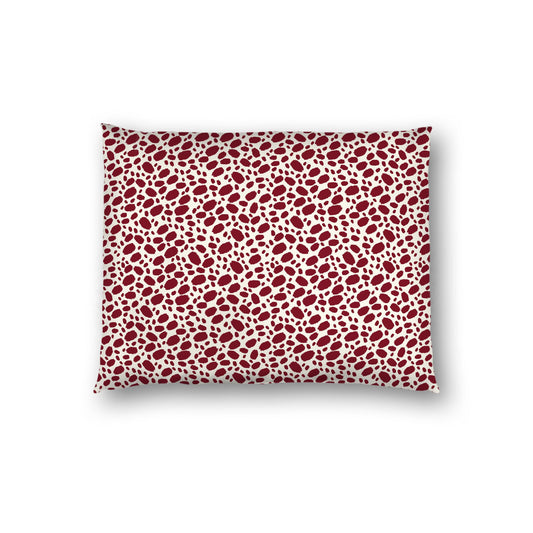 Pale Cream Cotton Sateen Pillow Sham, Burgundy Red Hand-painted Dab Motif Print, Pale Cream Revese Side, Standard - 20 x 26 inches