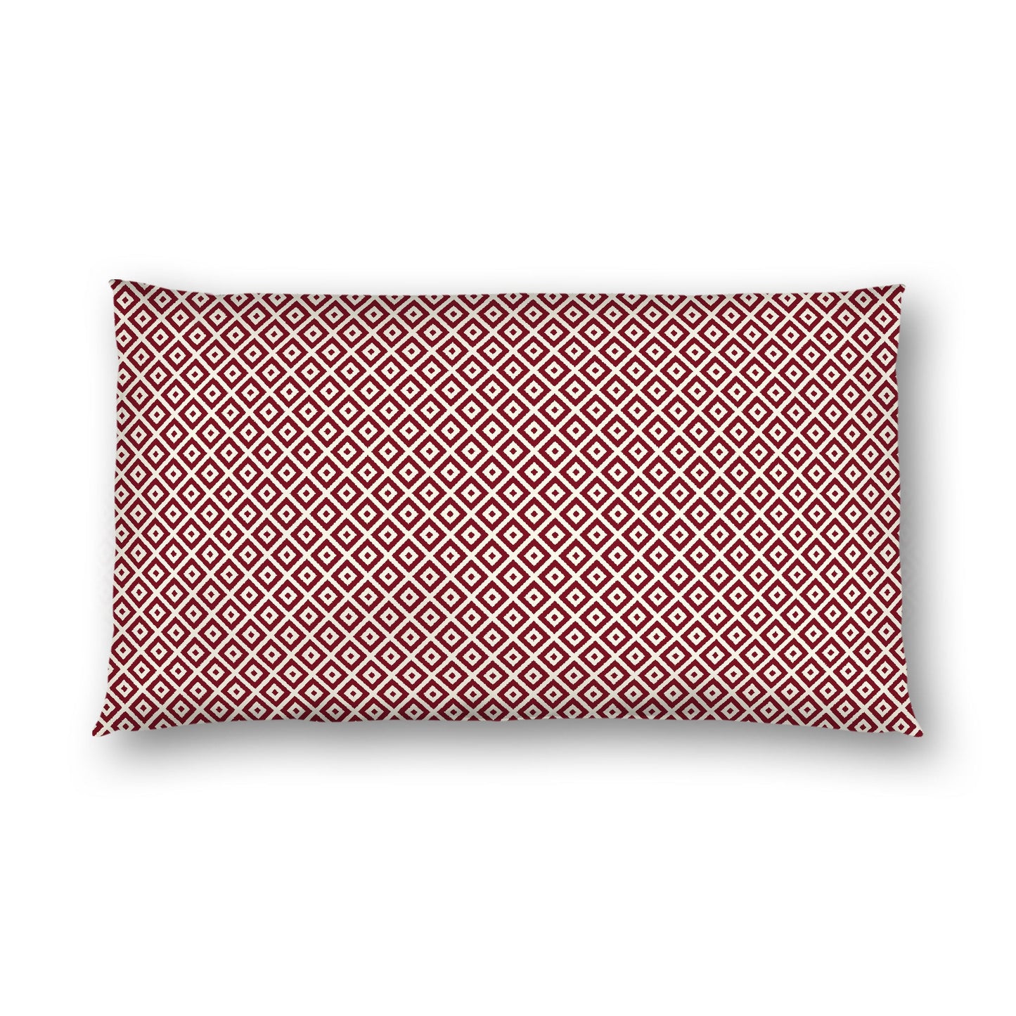 Pale Cream Cotton Sateen Pillow Sham, Burgundy Red Repeating Square Motif Print, Pale Cream Revese Side, King - 20 x 36 inches