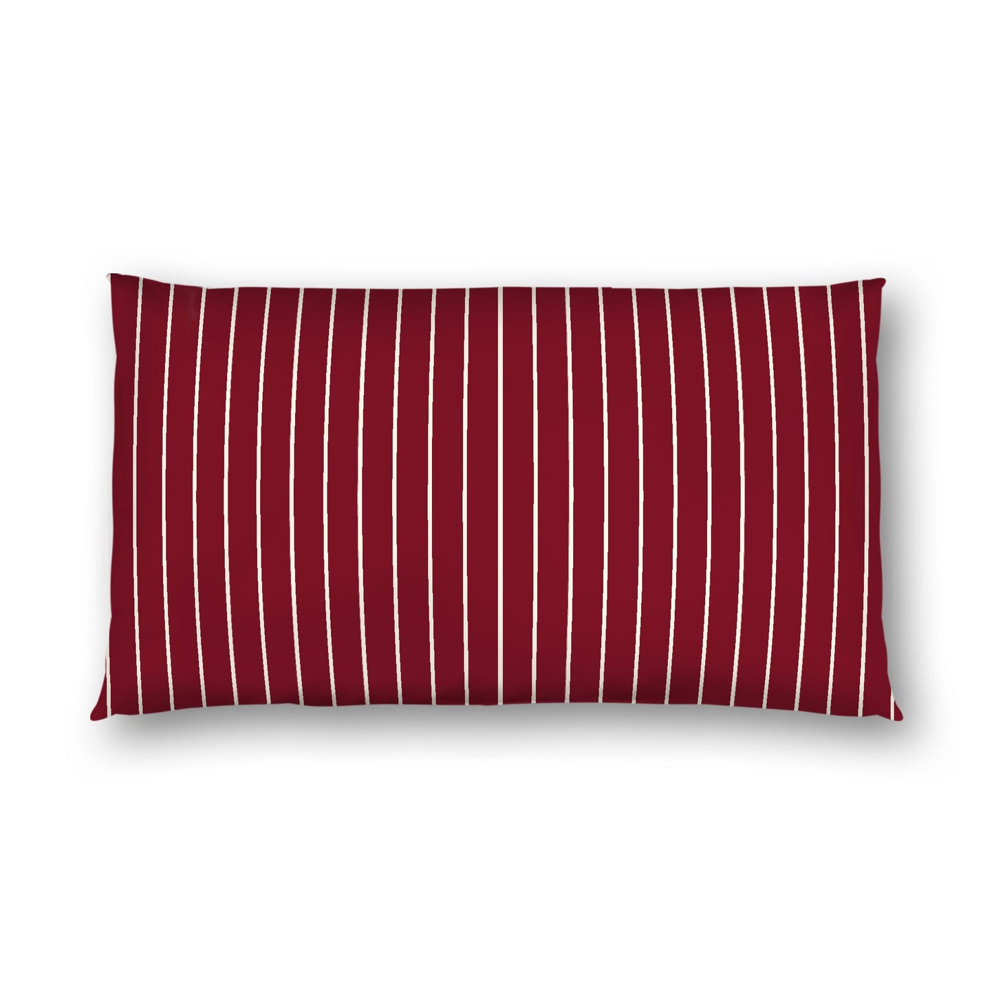 Burgundy Red Cotton Sateen Sham, Pale Cream Stripes on Front, White Reverse Side, King - 20 x 36 inches