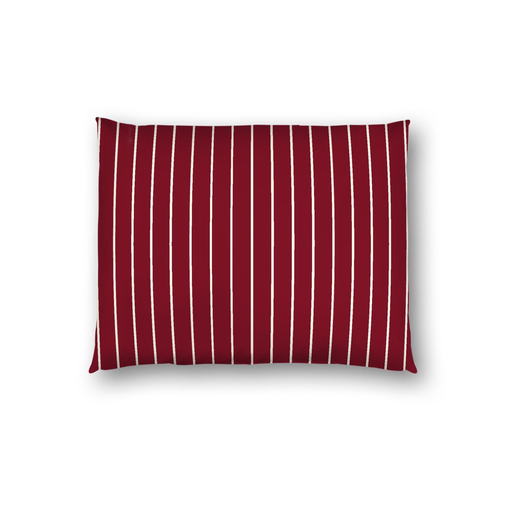 Burgundy Red Cotton Sateen Sham, Pale Cream Stripes on Front, White Reverse Side, Standard - 20 x 26 inches
