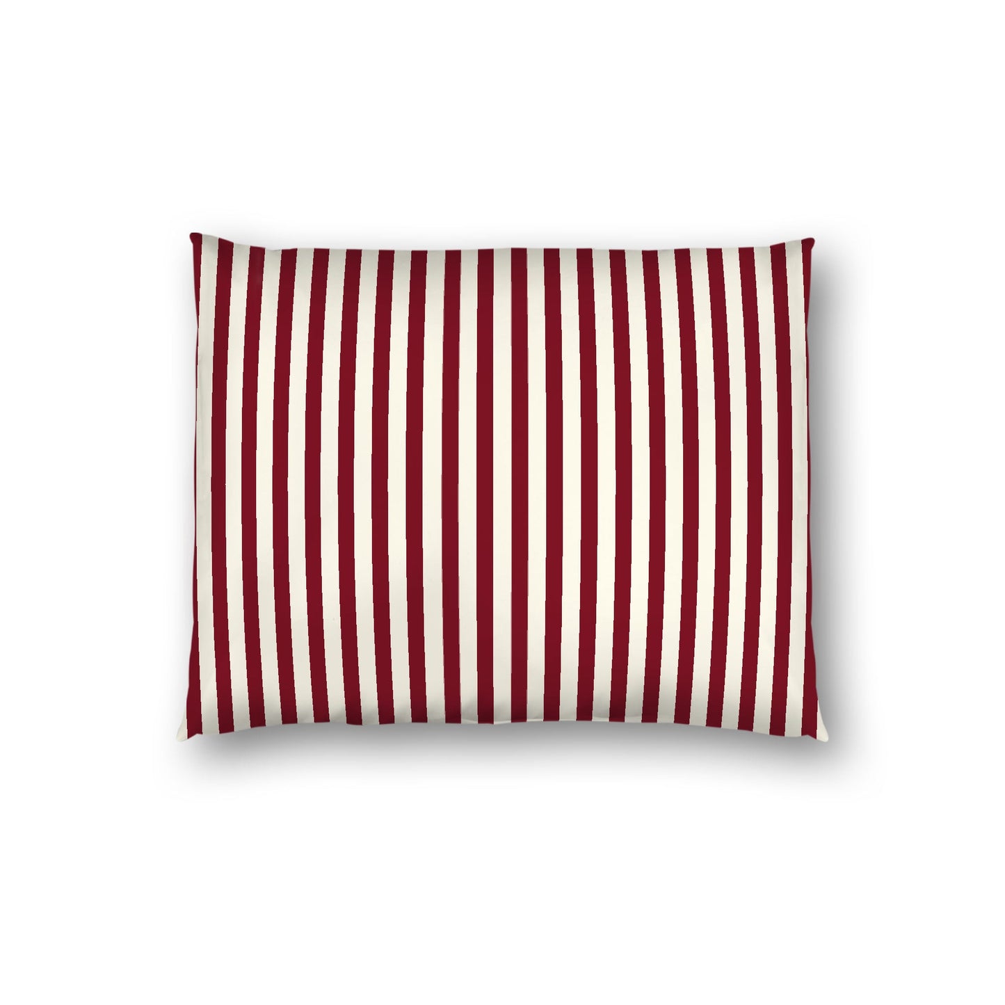 Pale Cream Cotton Sateen Sham, Thin Burgundy Red Bars on Front, White Reverse Side, Standard - 20 x 26 inches