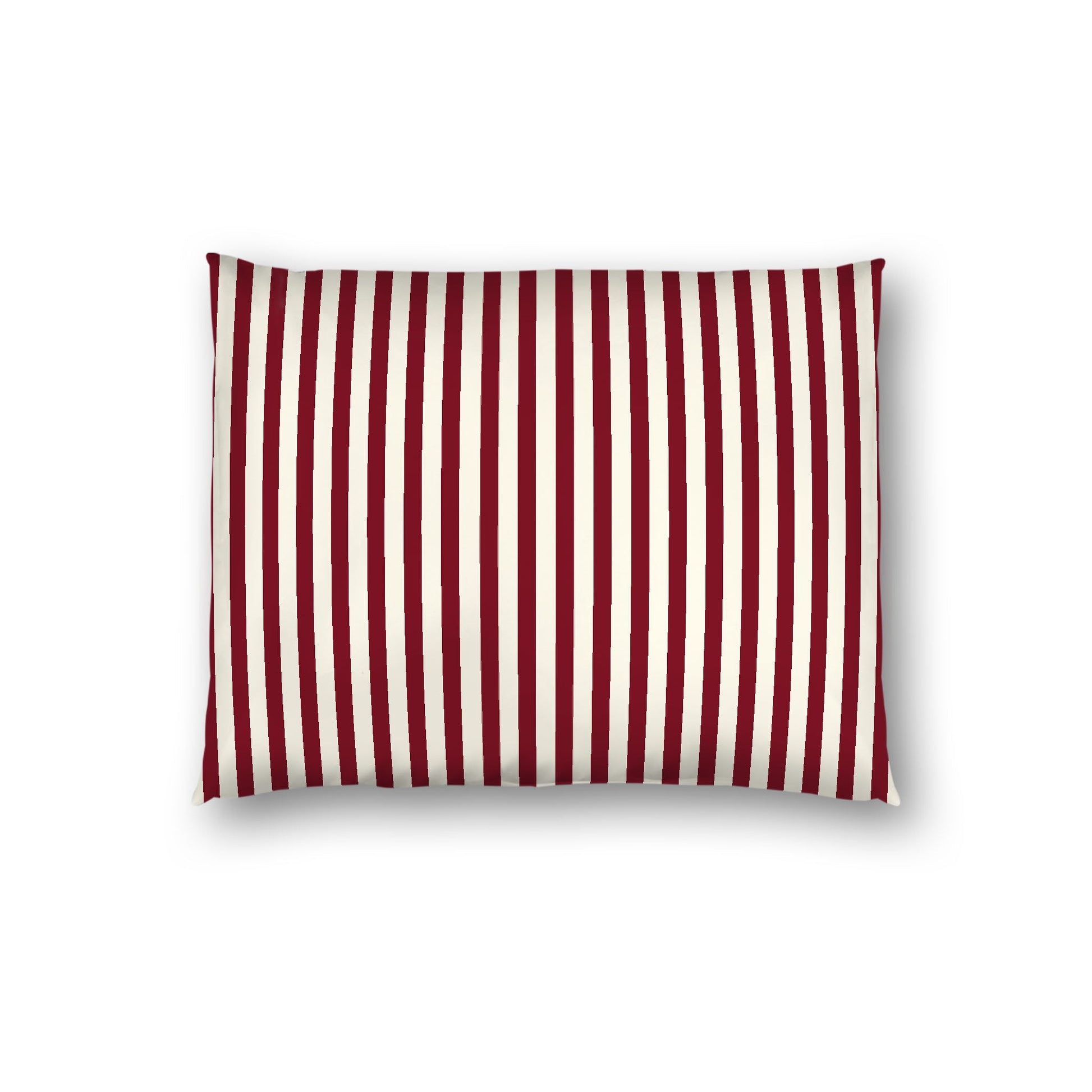 Pale Cream Cotton Sateen Sham, Thin Burgundy Red Bars on Front, White Reverse Side, Standard - 20 x 26 inches