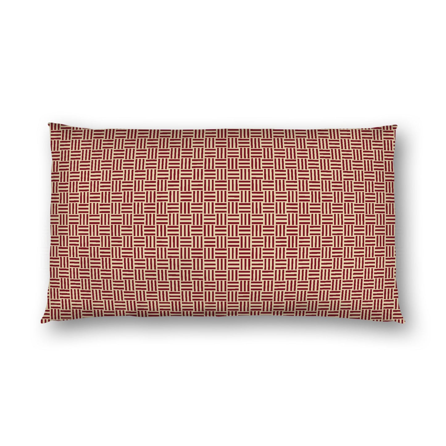 Desert Sand Cotton Sateen Pillow Sham, Burgundy Red Single Weave Motif Print, White Reverse Side, King - 20 x 36 inches