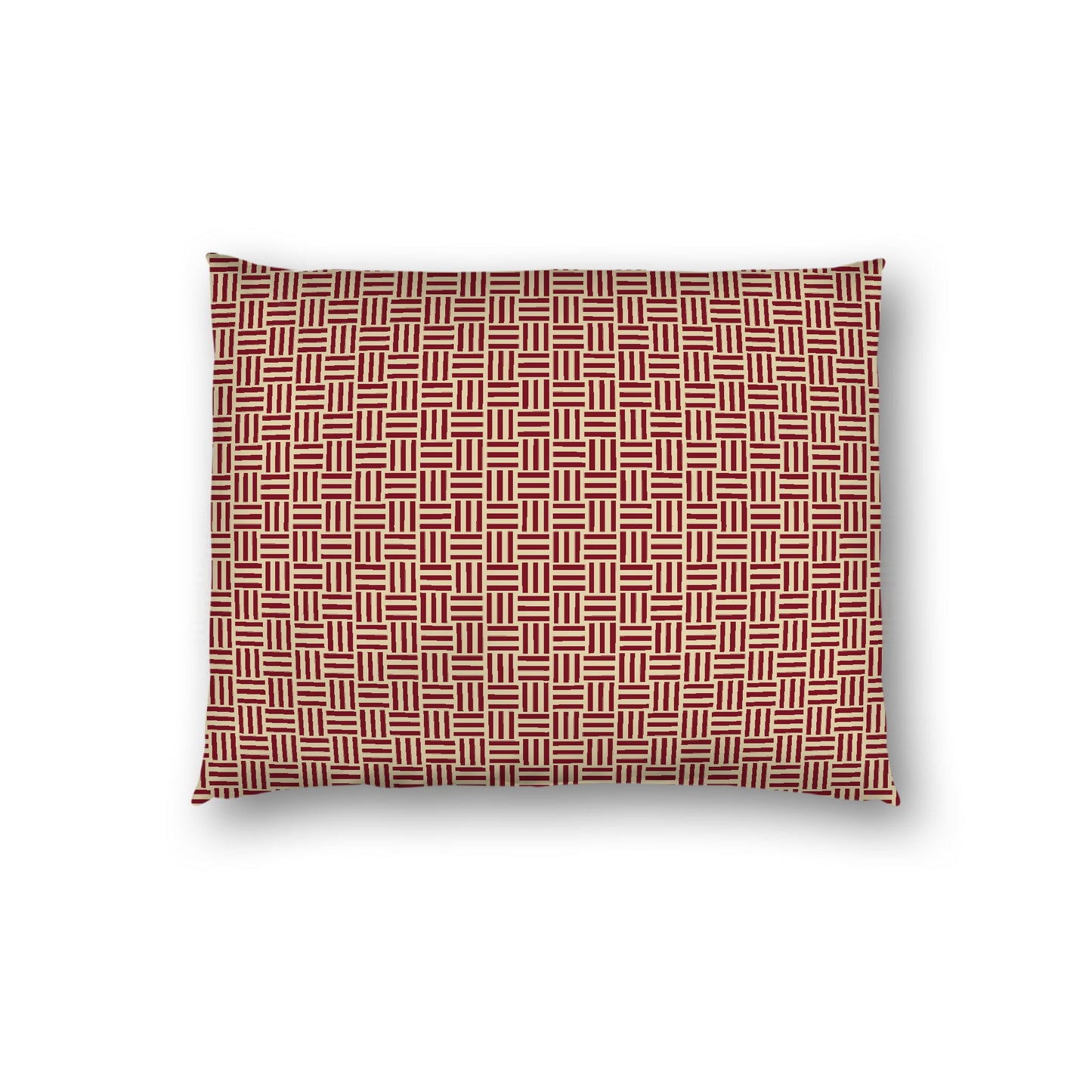 Desert Sand Cotton Sateen Pillow Sham, Burgundy Red Single Weave Motif Print, White Reverse Side, Standard - 20 x 26 inches