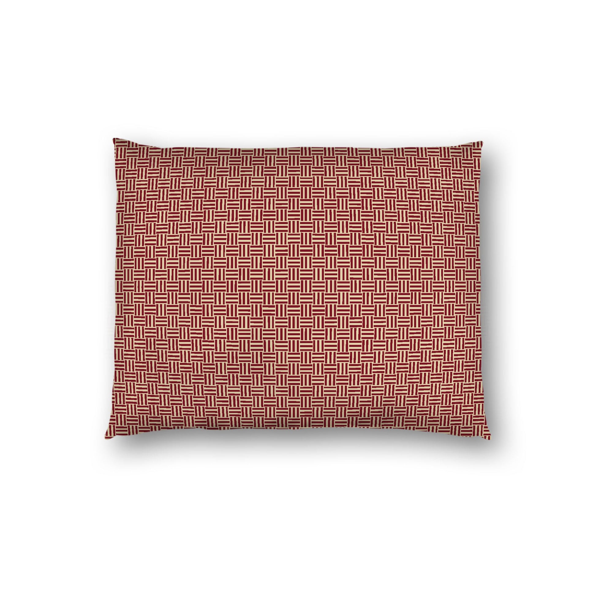 Desert Sand Cotton Sateen Pillow Sham, Burgundy Red Double Weave Motif Print, White Reverse Side, Standard - 20 x 26 inches