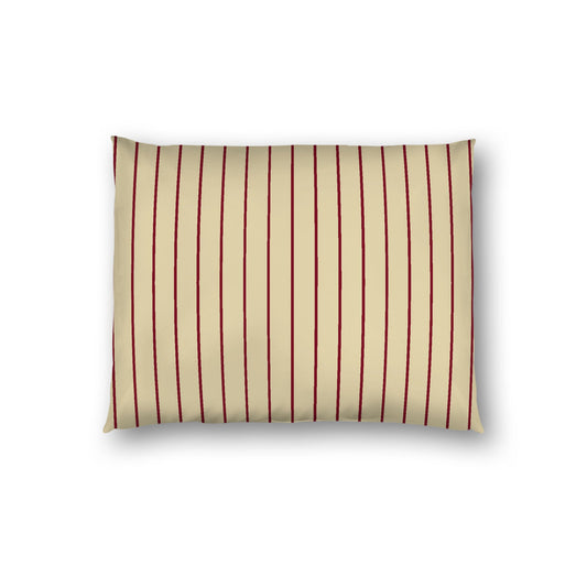 Desert Sand Cotton Sateen Sham, Burgundy Red Stripes on Front, White Reverse Side, Standard - 20 x 26 inches