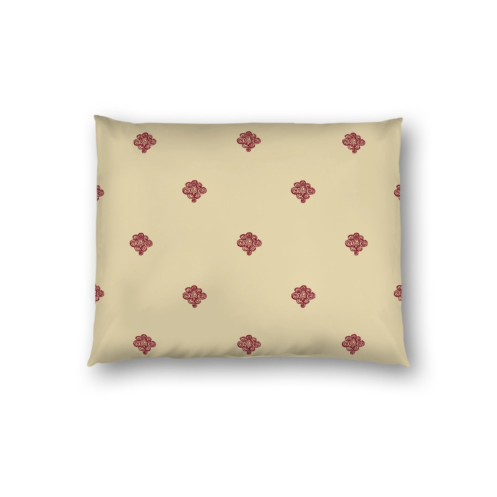 Desert Sand Cotton Sateen Pillow Sham, Burgundy Red Hand-painted Swizzle Motif Print, White Reverse Side, Standard - 20 x 26 inches