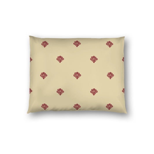 Desert Sand Cotton Sateen Pillow Sham, Burgundy Red Hand-painted Swizzle Motif Print, White Reverse Side, Standard - 20 x 26 inches