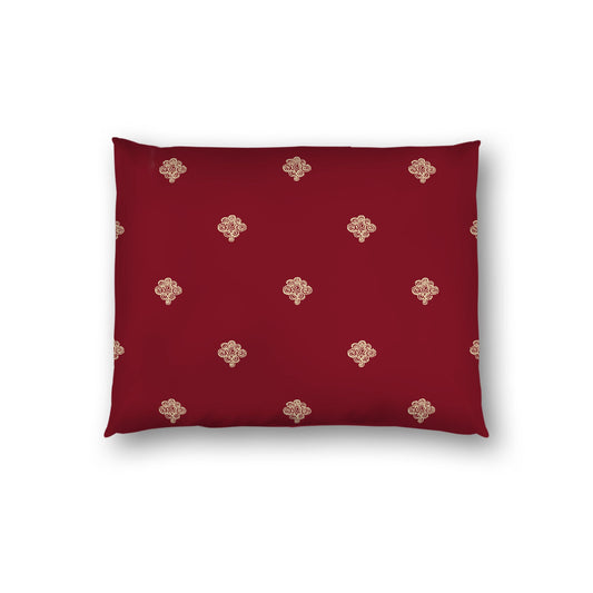 Burgundy Red Cotton Sateen Pillow Sham, Desert Sand Hand-painted Swizzle Motif Print, White Reverse Side, Standard - 20 x 26 inches