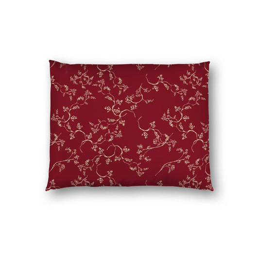 Burgundy Red Cotton Sateen Pillow Sham with Tan Hand-painted Vine Print | Standard - 51 x 66 cm / 20 x 26 inches