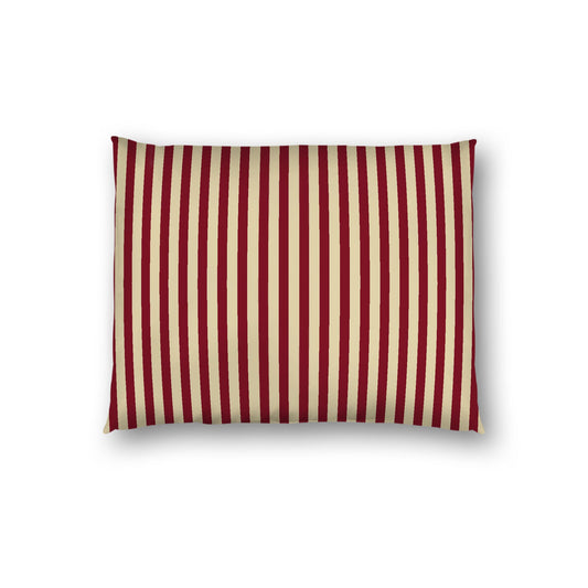 Desert Sand Cotton Sateen Sham, Thin Burgundy Red Bars on Front, White Reverse Side, Standard - 20 x 26 inches