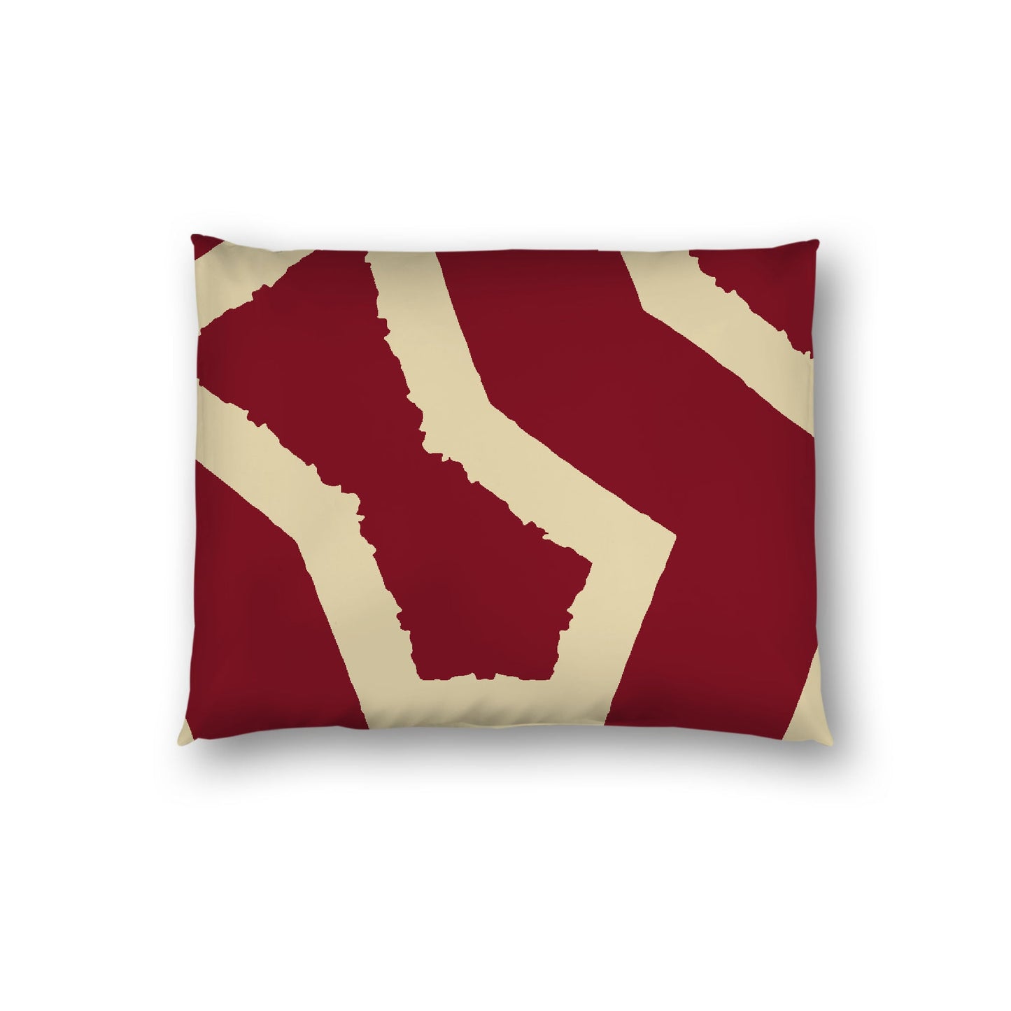 Burgundy Red Cotton Sateen Sham, Bold Desert Sand Graphic on Front, White Reverse Side, Standard - 20 x 26 inches