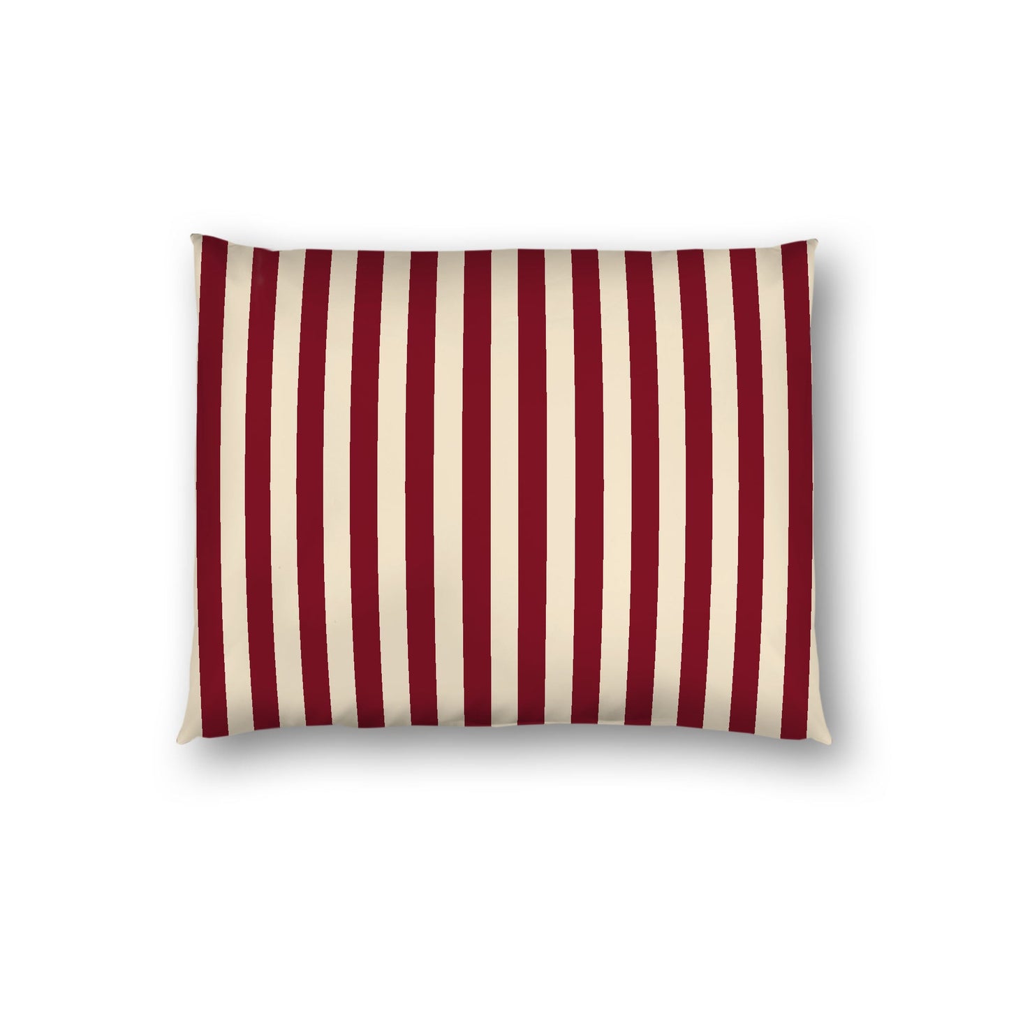 Beige Cotton Sateen Sham, Burgundy Red Bars on Front, White Reverse Side, Standard - 20 x 26 inches