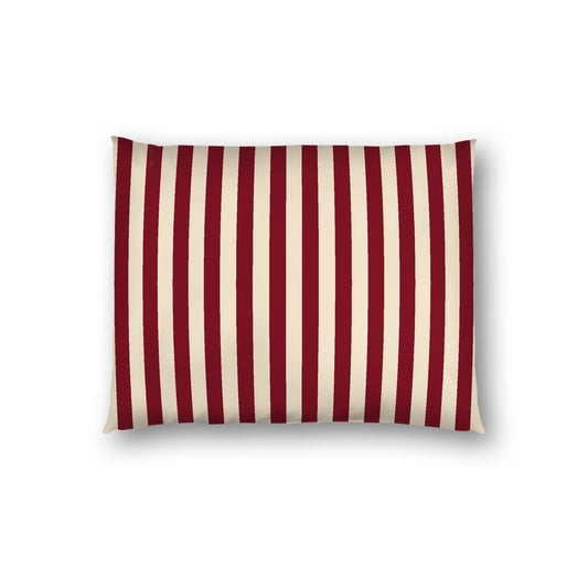 Beige Cotton Sateen Sham, Burgundy Red Bars on Front, White Reverse Side, Standard - 20 x 26 inches