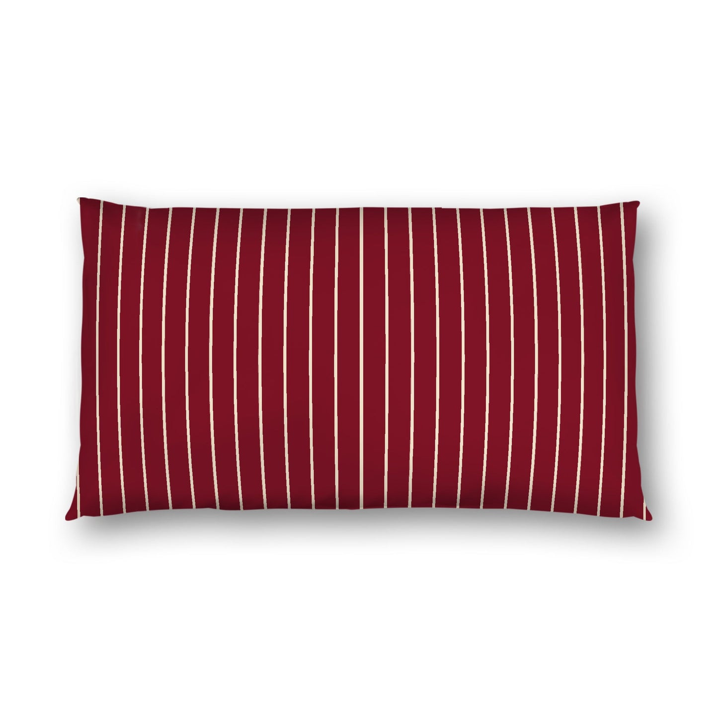 Burgundy Red Cotton Sateen Sham, Beige Stripes on Front, White Reverse Side, King - 20 x 36 inches