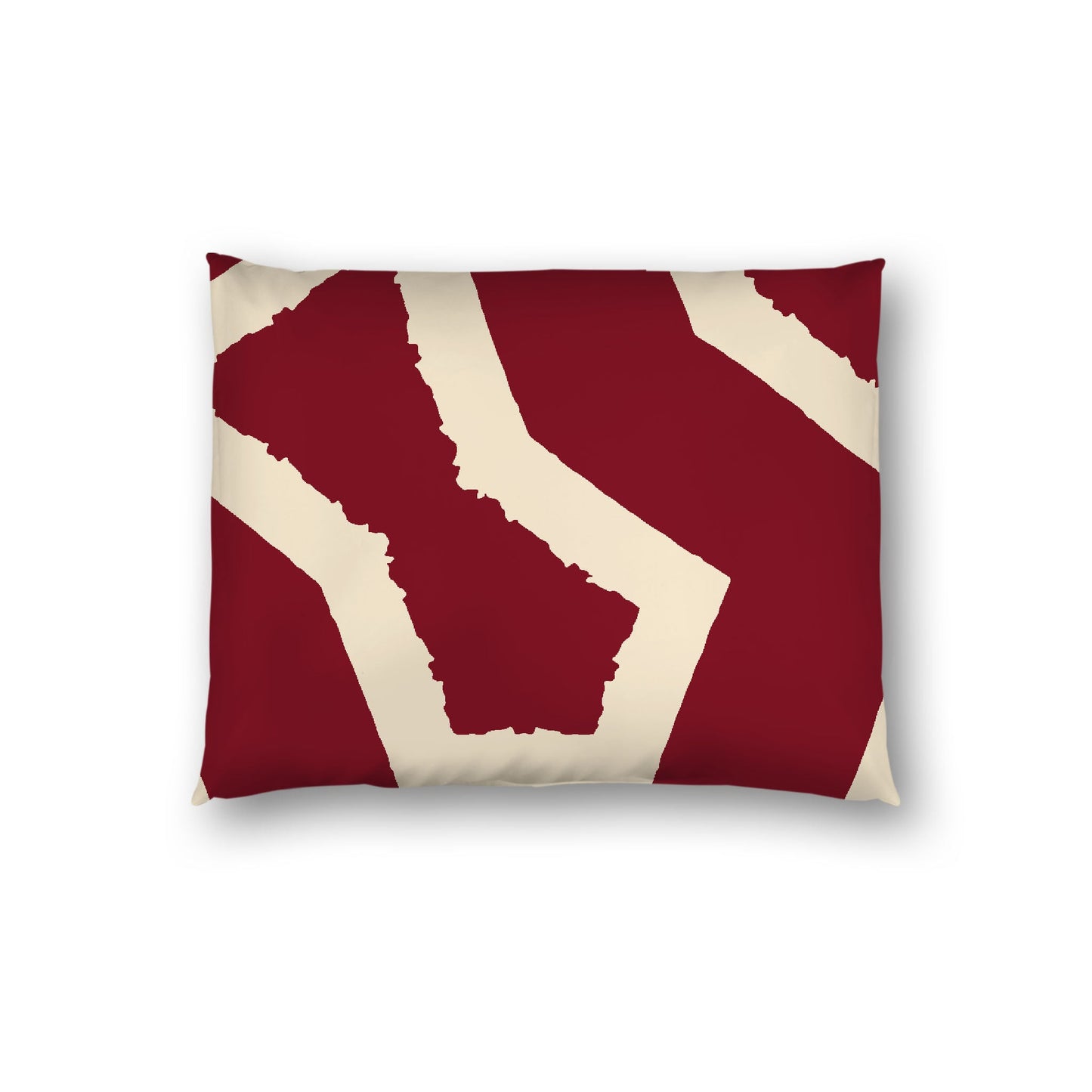 Burgundy Red Cotton Sateen Sham, Bold Beige Graphic on Front, White Reverse Side, Standard - 20 x 26 inches