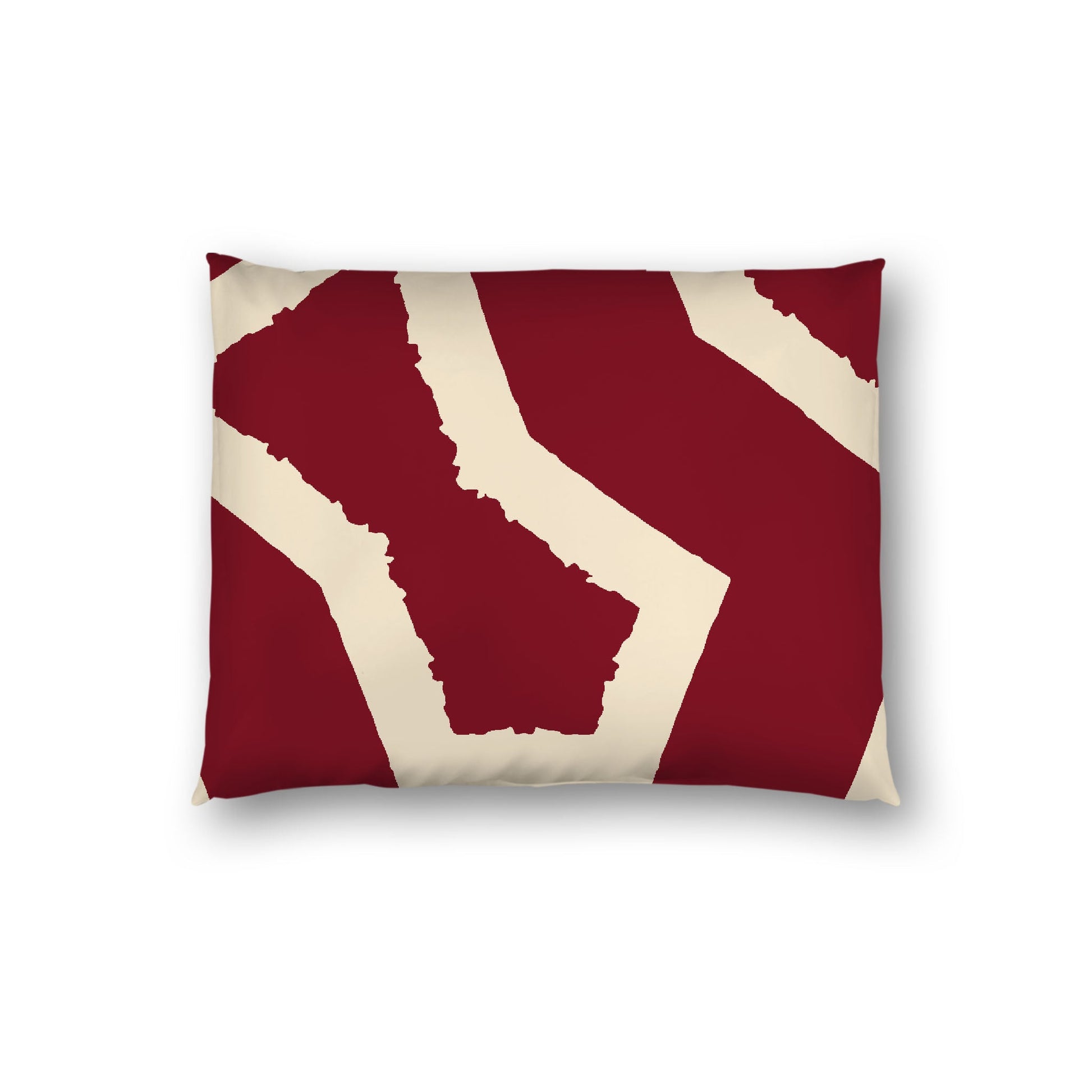 Burgundy Red Cotton Sateen Sham, Bold Beige Graphic on Front, White Reverse Side, Standard - 20 x 26 inches