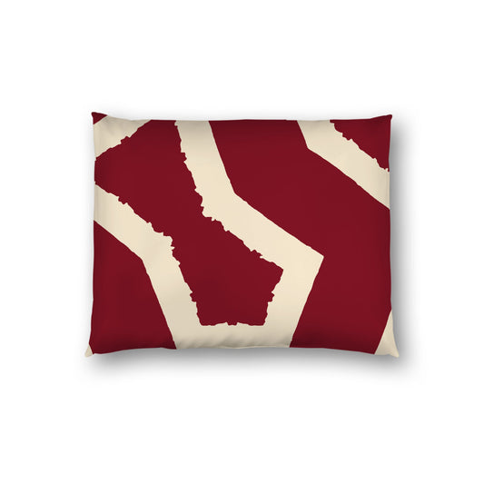 Burgundy Red Cotton Sateen Sham, Bold Beige Graphic on Front, White Reverse Side, Standard - 20 x 26 inches