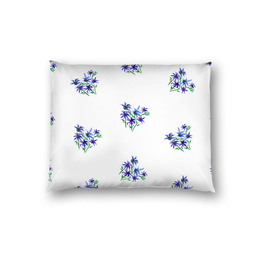 Off-White Cotton Sateen Pillow Sham, Medium Purple Floral Pattern, Standard - 20 x 26 inches