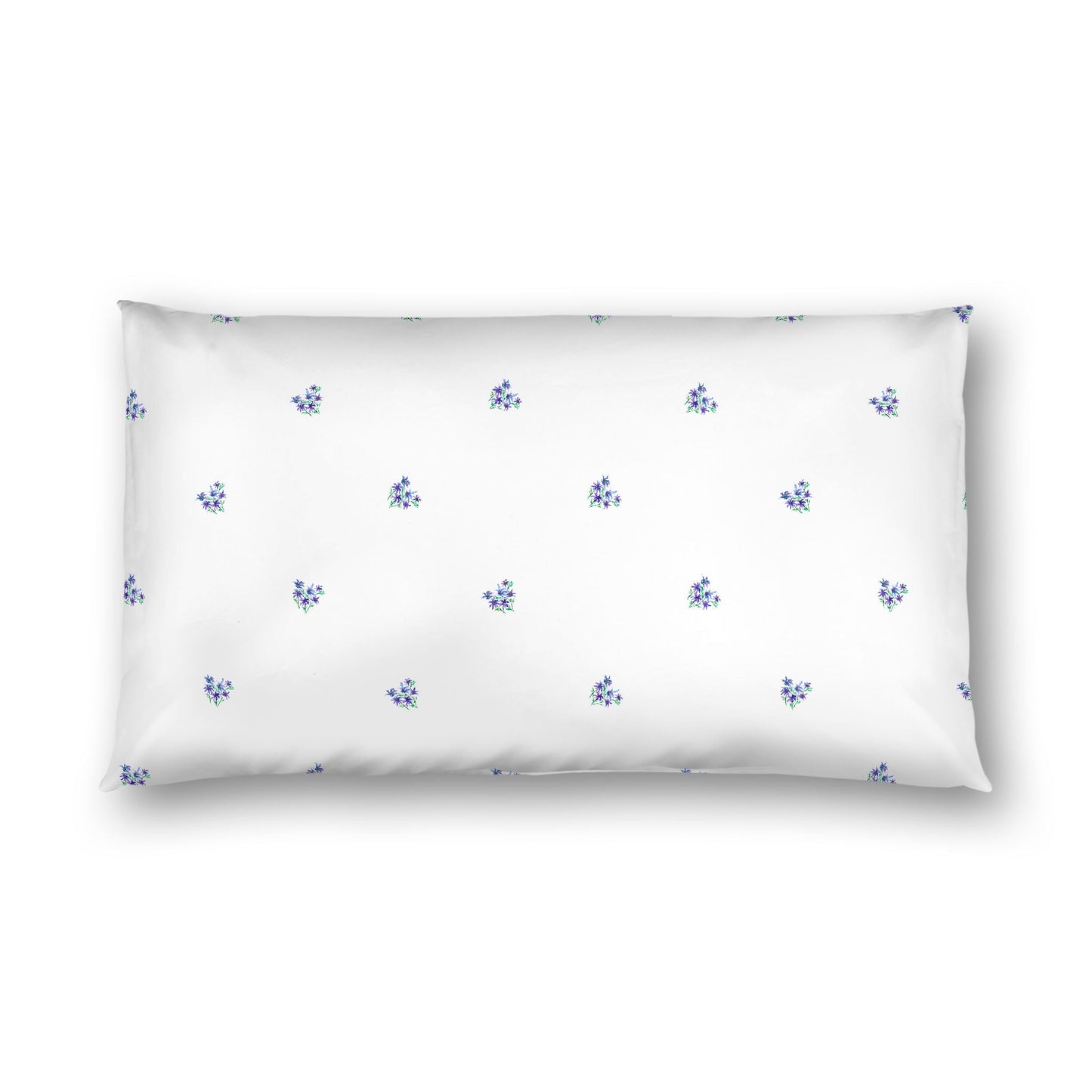 Off-White Cotton Sateen Pillow Sham, Small Purple Floral Pattern, King - 20 x 36 inches