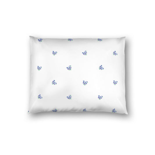 Off-White Cotton Sateen Pillow Sham, Small Purple Floral Pattern, Standard - 20 x 26 inches