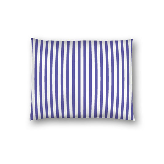Off-White Cotton Sateen Sham, Thin Purple Bars on Front, White Reverse Side, Standard - 20 x 26 inches