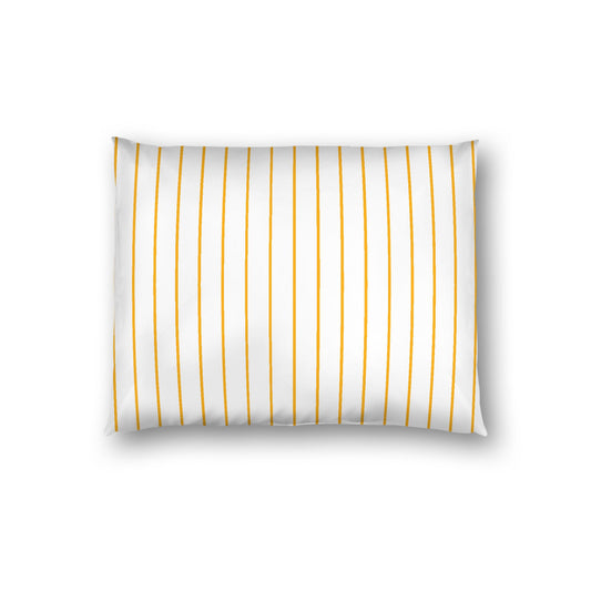 Off-White Cotton Sateen Sham, Yellow-Orange Stripes on Front, White Reverse Side, Standard - 20 x 26 inches