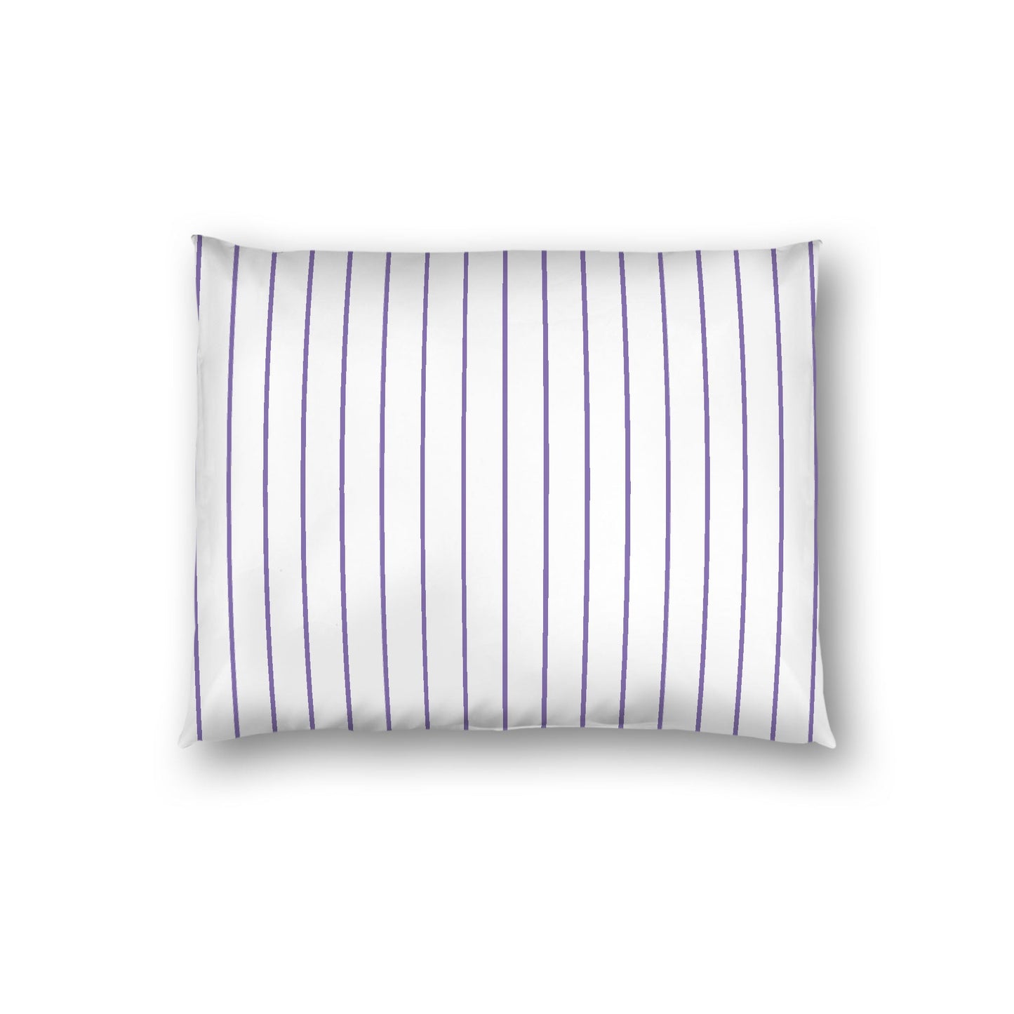 Off-White Cotton Sateen Sham, Purple Stripes on Front, White Reverse Side, Standard - 20 x 26 inches