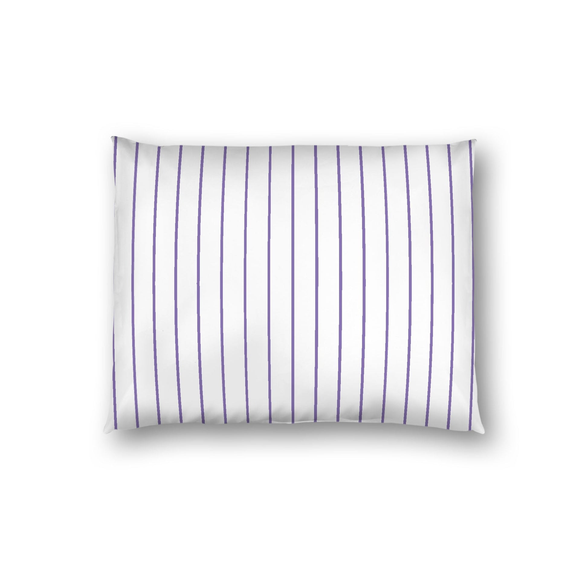 Off-White Cotton Sateen Sham, Purple Stripes on Front, White Reverse Side, Standard - 20 x 26 inches
