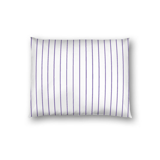 Off-White Cotton Sateen Sham, Purple Stripes on Front, White Reverse Side, Standard - 20 x 26 inches