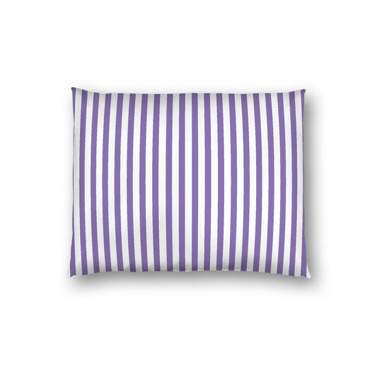 Off-White Cotton Sateen Sham, Thin Purple Bars on Front, White Reverse Side, Standard - 20 x 26 inches