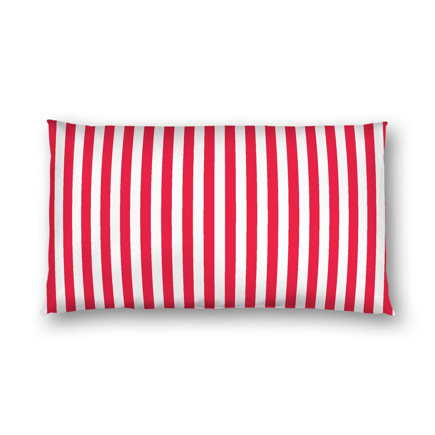 Off-White Cotton Sateen Sham, Red Bars on Front, King - 20 x 36 inches