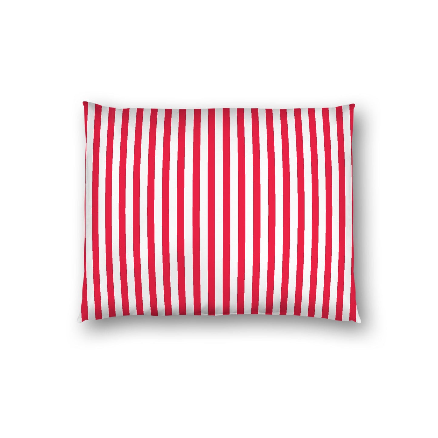 Off-White Cotton Sateen Sham, Thin Red Bars on Front, White Reverse Side, Standard - 20 x 26 inches